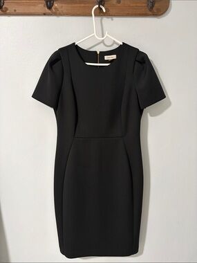 Calvin Klein Black Short Sleeve Tailored Sheath Dress